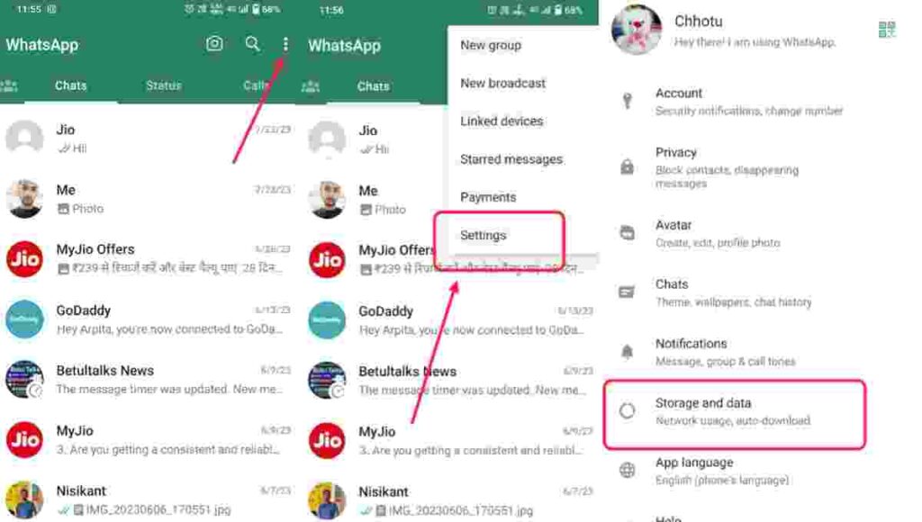 How to Save Mobile Data in WhatsApp step 1